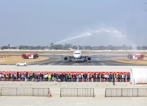 Indigo flight at noida international airport