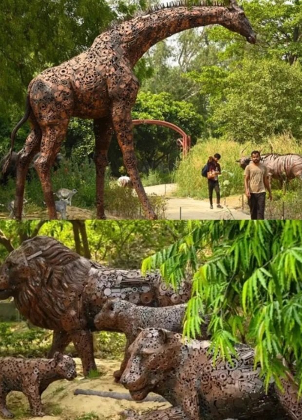 “Ocean-themed sculpture zone at Noida recycled park”